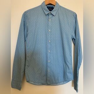 Scotch & Soda Long sleeve floral print Light blue Shirt Slim Fit Button up small
